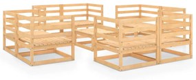 3075289 vidaXL Set mobilier relaxare de grădină, 9 piese, lemn masiv de pin