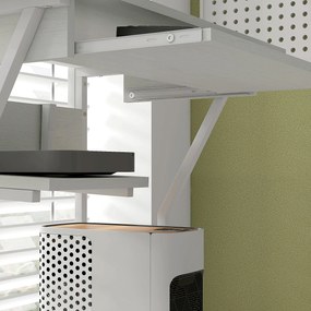 HOMCOM Birou de calculator pe role cu rafturi de depozitare, stație de lucru și suport pentru tastatură, 80x50x130cm, alb | Aosom Romania