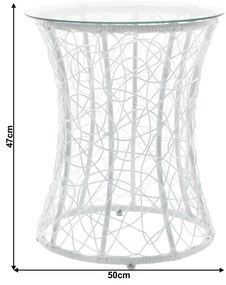 Masă, răchită artificială, alb, SALMAR NEW