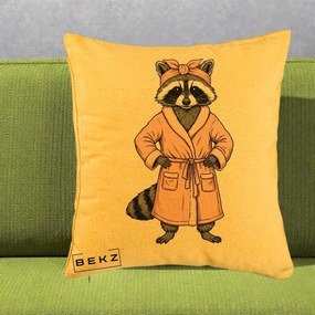 Perna Decorativa Albinuta Kawaii Vesela, 40x40 cm, Galben, Husa Detasabila, Perna Inclusa, BEKZ®
