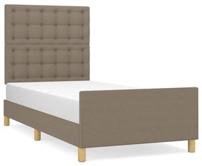 3125337 vidaXL Cadru de pat cu tăblie, gri taupe, 80x200 cm, textil