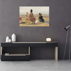 Tablou - Eugène Boudin, On the Beach, Trouville, reproducere (90x60 cm)