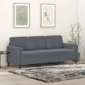 vidaXL Canapea cu 3 locuri, gri închis, 180 cm, material catifea