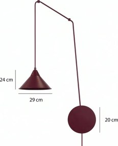 Lustră pe cablu ABRAMO 1xE27/15W/230V roșie