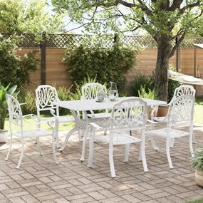 3216314 vidaXL Set mobilier de grădină, 7 piese, alb, aluminiu turnat