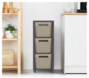 Etajeră pe roți neagră/bej din plastic 30x77 cm Brisen - Rotho