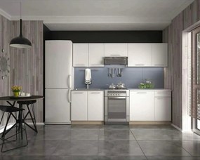 Set bucatarie DARIA, alb/stejar sonoma, PAL laminat, 240 cm