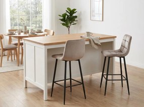 Scaun de bar cu picioare negre ARCETO VELVET, bej