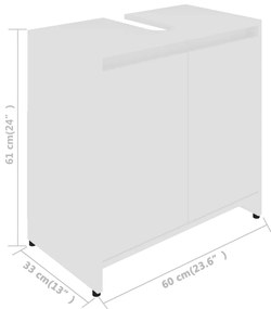 Dulap de baie, alb, 60 x 33 x 61 cm, PAL Alb, 1