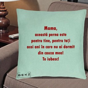 Cadou pentru Mama - Perna Personalizata Perna pentru Mama, 40x40 cm, Verde Menta, Husa Detasabila, Perna Inclusa, BEKZ®