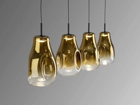 Lustra cu 4 pendule LED design modern Aledis negru/ auriu