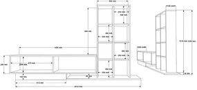 Set mobilier living Damon, Pako World, Alb, 140x29x39 cm