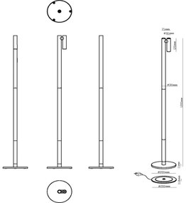 Lampadar LED reîncărcabil dimabil de exterior Lucide 27703/02/30 ANTRIM LED/2,2W/4V IP54 negru