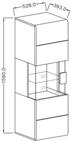 Vitrină suspendată înaltă Tamie Typ 07 (alb lucios + stejar sanremo) (D). 1030180