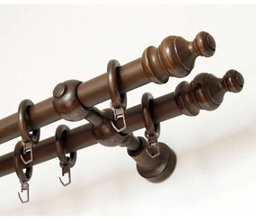 Galerie Lemn, accesorii incluse galerie lemn dubla Apollo 28 mm, 160 cm nuc