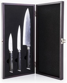 Set de cuțite G21 Gourmet Damascus în bloc de bambus 5 bucăți + piatră de ascuțit