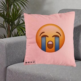 Perna Decorativa Emoji Plange, 40x40 cm, Roz, Husa Detasabila, Perna Inclusa, BEKZ®