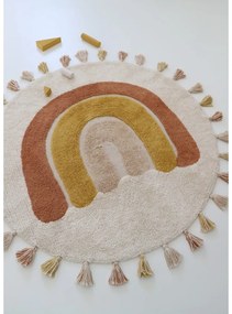 Covor pentru copii cărămiziu crem lavabil țesut manual din bumbac ø110 cm Rainbow Toffee – Nattiot