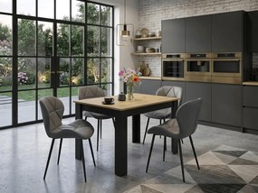 OFERTA Scaun de dining MANGO din piele ecologica cu picioare negre, gri clasa a II-a