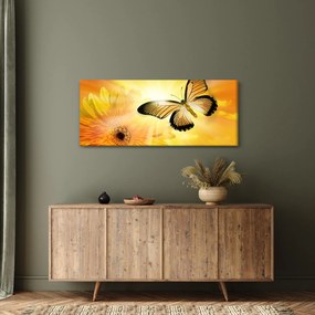 Tablou - Fluture galben cu flori (120x50 cm)