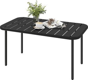 Outsunny Masă de cafea pentru exterior, masă metalică dreptunghiulară rezistentă la intemperii pentru patio cu blat tip lamele pentru exterior | Aosom Romania