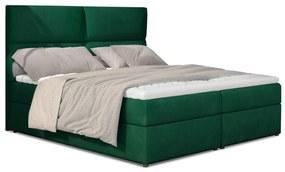 Pat matrimonial Boxspring 165 cm Alyce (verde) (cu saltele). 1027451