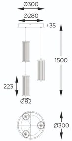Lustra cu 3 pendule LED CCT si telecomanda Cally