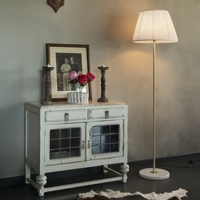 Lampă de podea retro din alamă cu abajur plisat crem 45 cm - Kaso