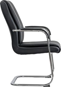 Scaun vizitator negru OFF 8117 din piele ecologică și cadru cromat tip sanie