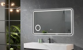 Oglinda baie, Multifuncțională, Iluminare LED Touch, Sistem Dezaburire, Oglindă de Marire, ramă aluminiu, 110x60 cm