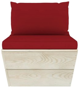 Set mobilier gradina din paleti cu perne, 8 piese, lemn molid Bordo, 4x colt + 2x mijloc + masa + suport pentru picioare, 1