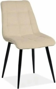 Scaun CHIC crem/negru, stofa/metal, 50x58x88 cm