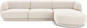 Coltar dreapta 4 locuri, Miley, Micadoni Home, BL, 259x155x74 cm, catifea, bej deschis