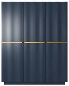 Dulap Nicole 150 cm cu două sertare - MDF albastru marin / mânere aurii