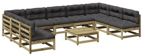 3299599 vidaXL Set canapea de grădină cu perne, 10 piese, lemn de pin tratat