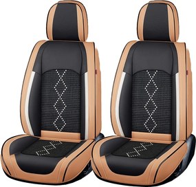 Set huse scaune Premium 5 Locuri Carguard Deluxe Piele Ecologică Perforată Și Textil - Maro Caramel - protecție interior