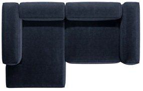 Colțar albastru închis cu tapițerie din catifea reiată (cu colț pe partea stângă/cu șezlong) Bergamo – Cosmopolitan Design