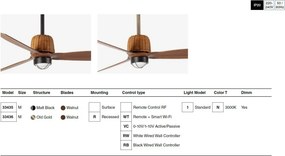 Lustra LED cu Ventilator smart sistem TUYA si telecomanda WEAVER M Old gold/walnut