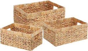 vidaXL Coșuri de depozitare 3 pcs natural 40 x 30 x 18 cm
