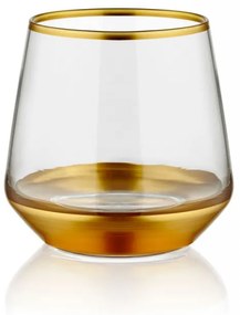 Set 6 Pahare 250 ml, Sticla, GLM0012, Transparent / Auriu