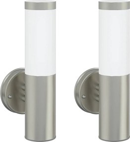 vidaXL Lumină de perete pentru exterior 2 pcs Argintiu