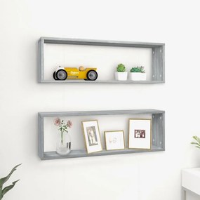 vidaXL Rafturi de perete cub, 2 buc., gri sonoma, 80x15x26,5 cm, lemn