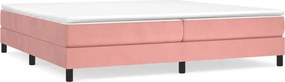 vidaXL Pat box spring cu saltea, roz, 200x200 cm, catifea