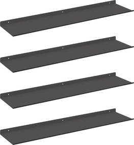 vidaXL Raft suspendat Pe perete 4 pcs Negru 80 x 18 x 2,5 cm Oțel