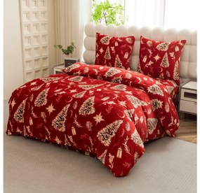 Lenjerie de pat din microplush GOLD CHRISTMAS rosu Dimensiune lenjerie de pat: 2 buc 70 x 90 cm | 200 x 220 cm