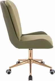 HR690K Scaun Velvet&amp;soft Piele Pu Măsline/Khaki Bază Aurie
