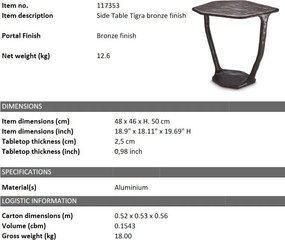 Masuta laterala design LUX din aluminiu Tigra