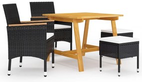vidaXL Set mobilier de grădină, 5 piese, negru