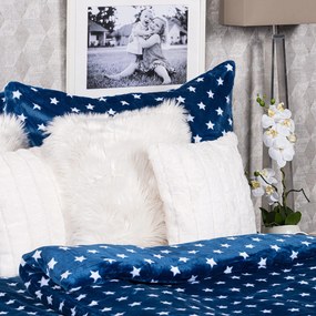 Lenjerie pat 1pers., 4Home din microflanel Stars albastru, 140 x 220 cm, 70 x 90 cm