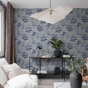Fototapet, Floral Ripple, Blue, Rebel Walls